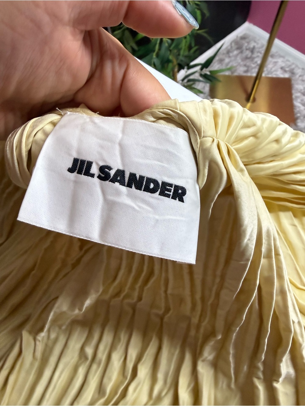 NEW JIL SANDER Cream Plissé Satin Pleated Midi Dress Sz US 4 - Picture 3 of 14